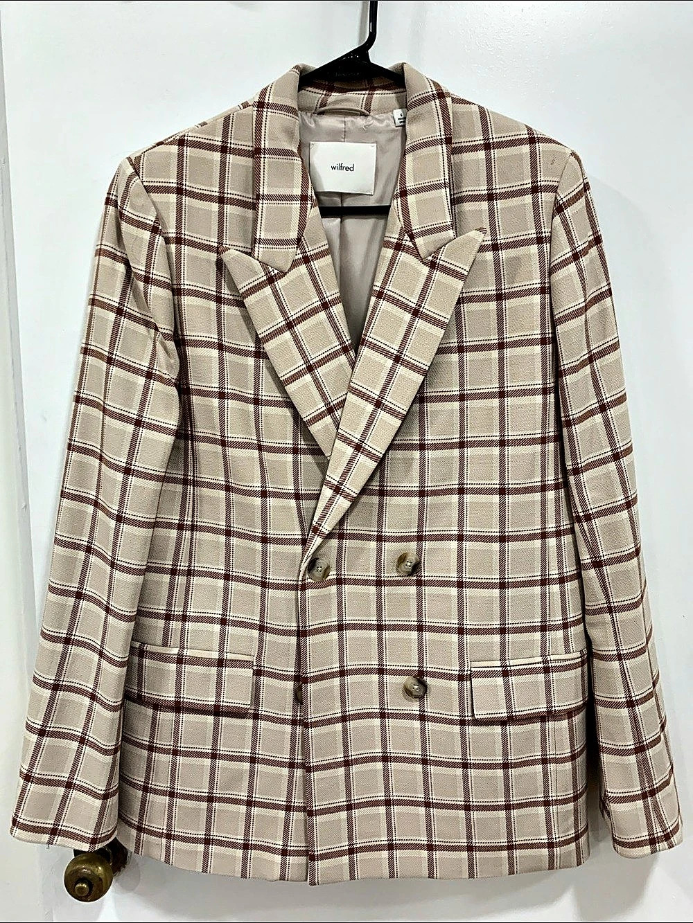 Aritzia Wilfred Beige Plaid Blazer